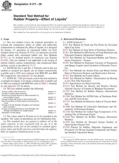 Astm D471 06 Standard Test Method For Rubber Property Effect Of Liquids