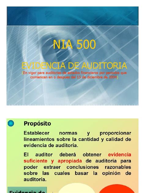 Nia 500 Evidencia De Auditoria Pdf