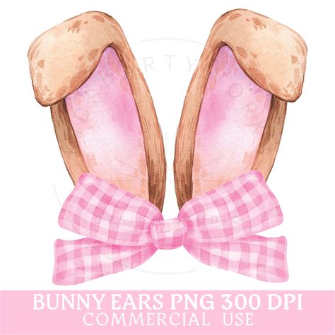 Bunny PNG Coquette Easter Bunny Ears Gingham Pink Bow Aesthetic