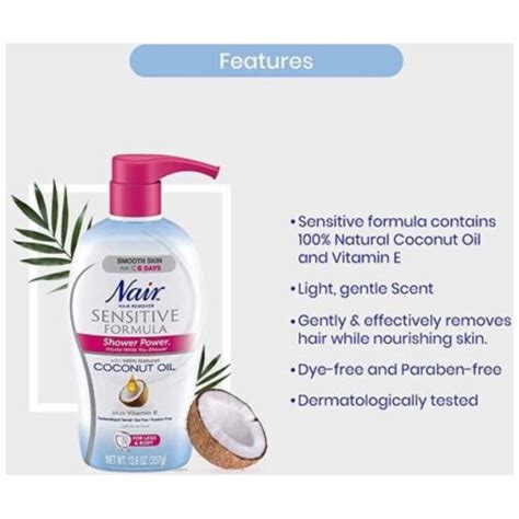 Nair Hair Remover Sensitive Formula Shower Power With Coconut Oil And