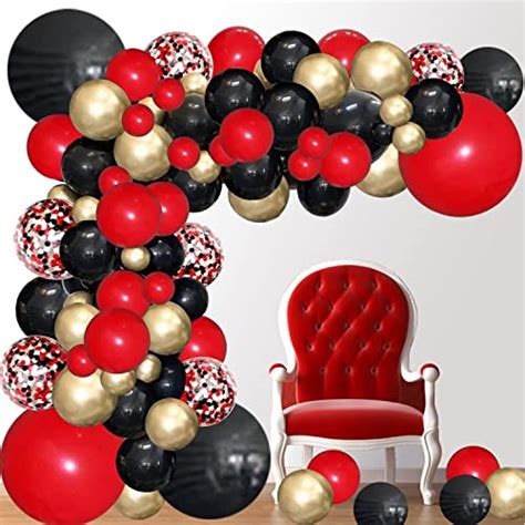 Red and Black Balloon Garland Kit, Red Black and Gold Balloon Arch ...