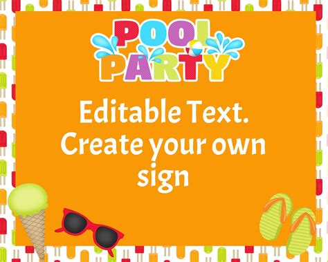 Pool Party Signs Pool Party Food Signs Editable Instant Etsy