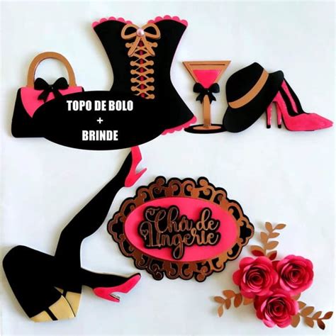 Arquivo de Corte Topo de Bolo Chá de Lingerie Pdf dxf svg Arquivo de Topo de Bolo