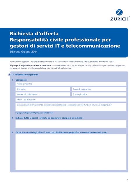 Compilabile Online Richiesta D Offerta Responsabilit Civile