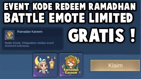 AMBIL SEKARANG KODE REDEEM BATTLE EMOTE LIMITED RAMADHAN GRATIS