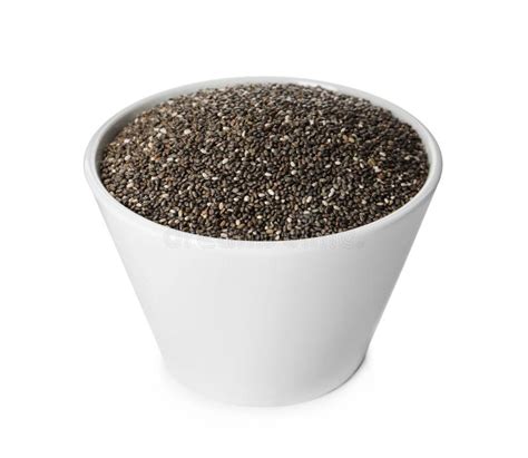 Chia Seeds In Ceramic Bowl On White Stock Photo Image Of Organic