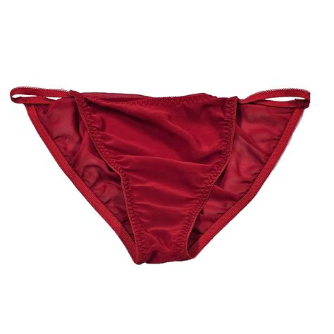 Vintage Sheer See Through Red String Bikini Lo Cut Pa Gem