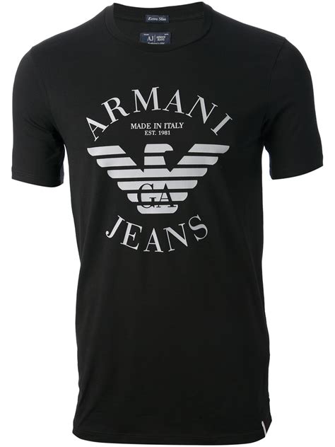 Armani Jeans Logo Tshirt In Black For Men Lyst