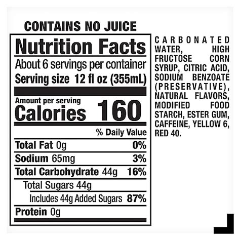 Sunkist Soda Nutrition Facts Label - Nutrition Ftempo