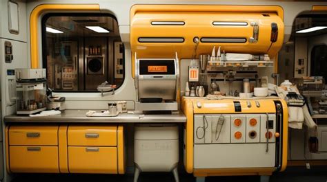 Premium AI Image | a yellow and white kitchen