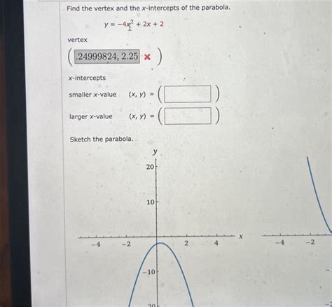 Solved Find the vertex and the x-intercepts of the parabola. | Chegg.com