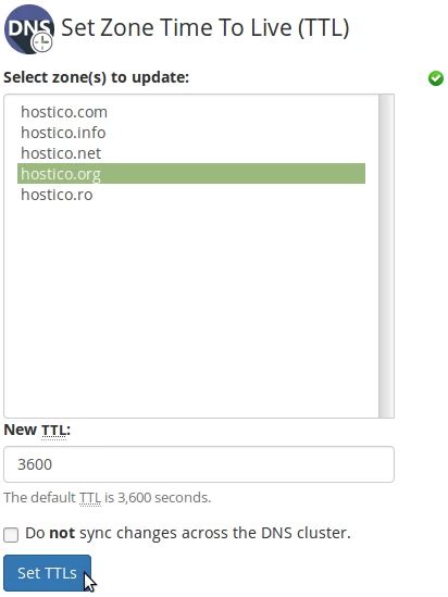 Setting Time To Live Ttl For A Dns Zone Using Whm Hostico