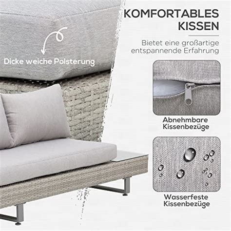 Outsunny Polyrattan Lounge Set 3 TLG Couchtisch Beistelltisch