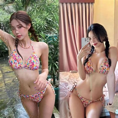 Piece Bikini Swimwear Set Floral Pattern Tie Wrinkled Fabric Strap Style Shopee Philippines