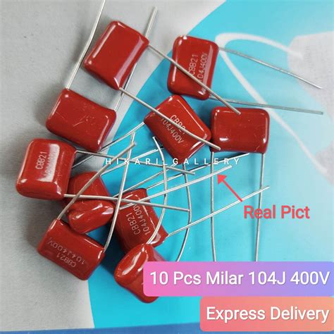 10 PCS Kapasitor Milar 104J 400v Mylar Capacitor 104J 400 Volt Isi