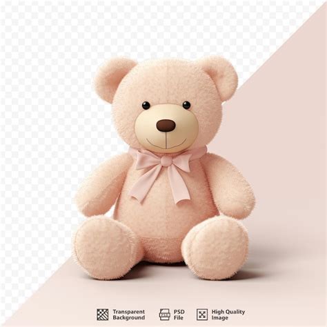 Un Ours En Peluche Avec Un Arc Rose Est Assis Sur Un Fond Transparent