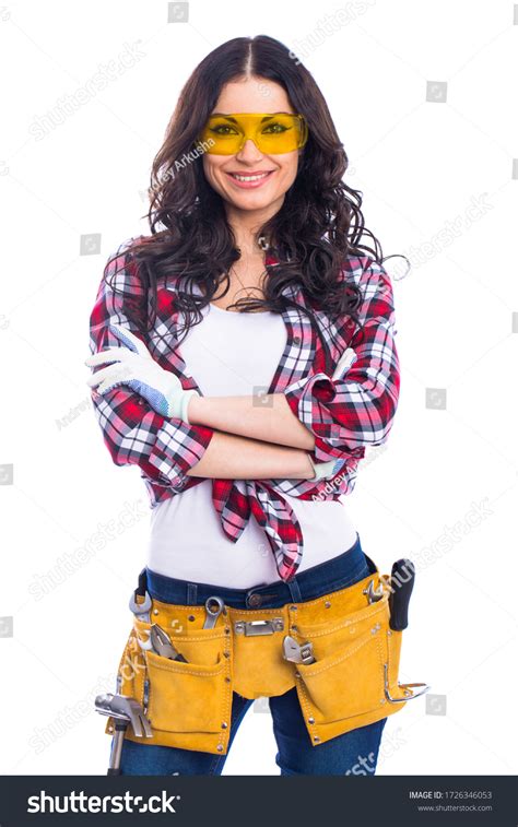Project Satisfaction Sexy Brunette Woman Mechanic Stock Photo Edit Now 1726346053