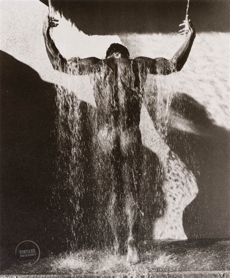 Vintage Herb Ritts Photo Print Waterfall Nude Male Duotone