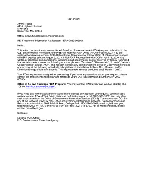 FOIA Request Assignment Letter - DocumentCloud