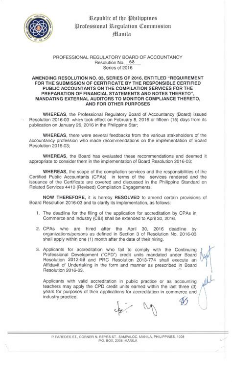 BOA GUIDELINES PROVIDE ADDITIONAL RULES ON CPA ACCREDITATION AND