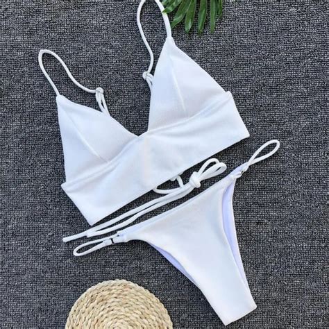 Aliexpress Buy Sexy Girls White Bikini Set Bathing Suit Split