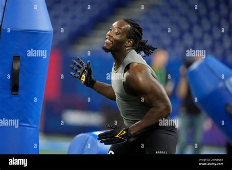 Missouri Defensive Lineman Darius Robinson Runs A Drill At The NFL