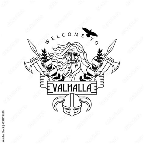 Valhalla logo Odin All father Logo Emblem Stock Vector | Adobe Stock