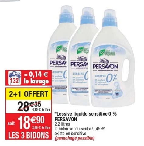 Promo Lessive Liquide Sensitive 0 Persavon Chez Cora