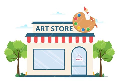 Premium Vector Art Shop With Painting Supplies Store Accessories And