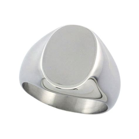 Oval Signet Ring Solid Surgical Steel Back Flawless Finish Inch