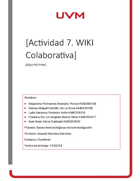 Act Bases Metodologicas Actividad Wiki Colaborativa Equipo