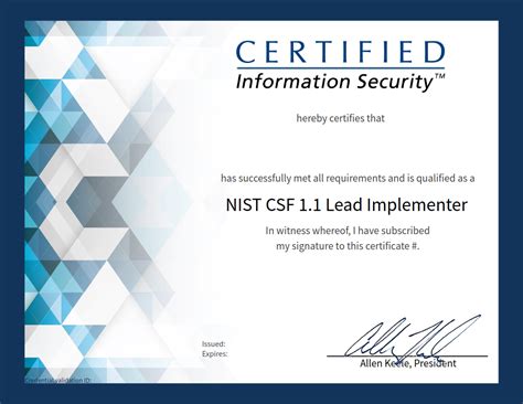 Certified Nist Csf Lead Implementer • Certified Information Security