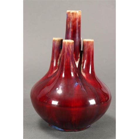 51BidLive A Chinese Flambe Glaze Five Section Tulip Vase