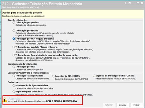 WINT Como alterar a alíquota de ICMS na Entrada Central de