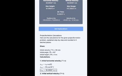 Projectile Motion Calculator And Solver Mathgpt Extension Download