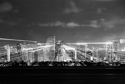 Premium Photo | Miami night miami skyline at night panoramic image city ...