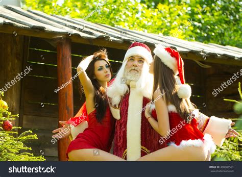 Santa Claus Hugs Sexi Half Nude Stock Photo Shutterstock