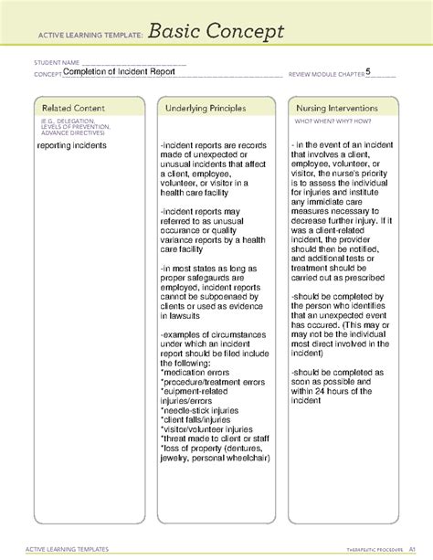 Ch Completion Of Incident Report Ati Practice Template Review B D