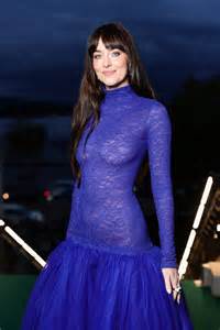 Dakota Johnson Continues Her Naked Dress Streak In Cobalt Blue Gucci