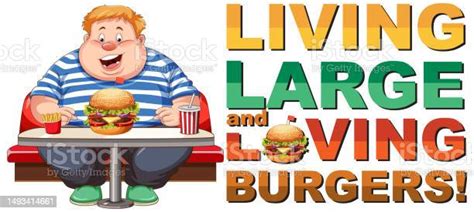 Living Large And Loving Burgers Icon Cartoon Stock Illustration