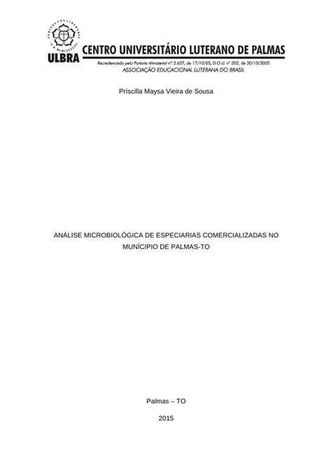 Pdf An Lise Microbiol Gica De Especiarias Trabalho De Conclus O