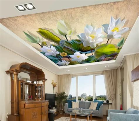 3d White Lotus A489 Ceiling Wallpaper Murals Wall Print Decal Deco Aj Wall Fay Eur 26 88