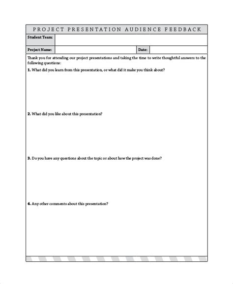 Free 16 Sample Presentation Feedback Forms In Pdf Ms Word Excel