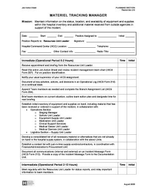 Fillable Online Job Action Sheet PLANNING SECTION Resources Unit