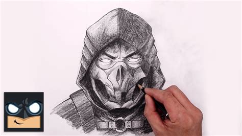 How To Draw Scorpion Mortal Kombat Sketch Tutorial Youtube