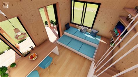 Tiny House Plan With Loft Bedroom And Porch Sq Ft Floor Plan Digital