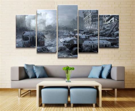 Quadro Decorativos Battlefield 5 peças 7 MR Decorações Quadro