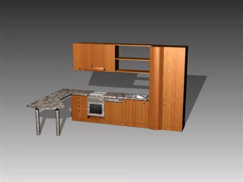 Lemari Dapur Kecil Model 3d Gratis Meja 3ds Dwg Max Vray