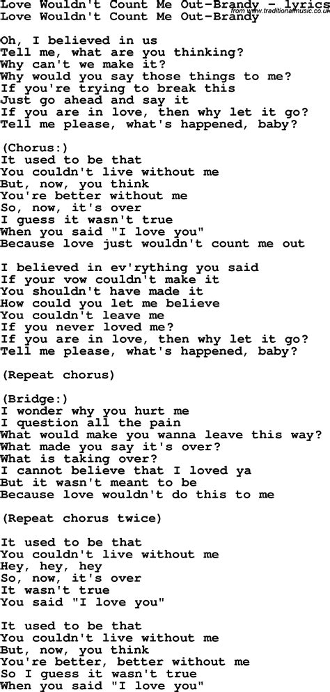 Love Song Lyrics For Love Wouldn T Count Me Out Brandy