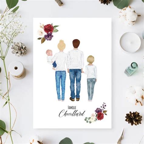 Portrait Famille Personnalis Pour Un Cadeau Original Sur Mesure